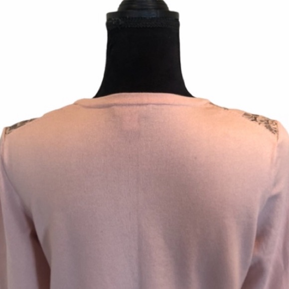 Vince Camuto cotton pink long sleeve pullover sweater lace neckline size large - Picture 6 of 9